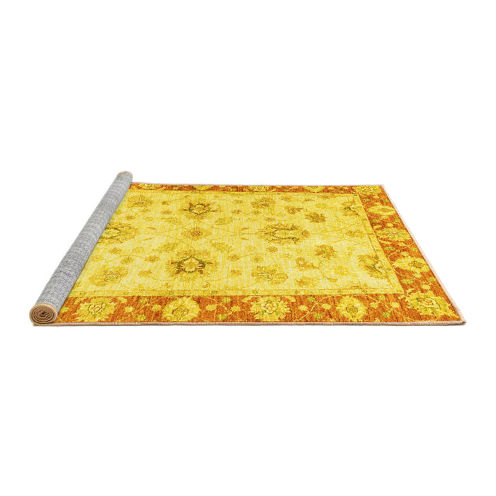 Sideview of Machine Washable Oriental Yellow Traditional Rug, wshabs3933yw