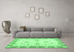 Machine Washable Oriental Emerald Green Traditional Area Rugs in a Living Room,, wshabs3933emgrn