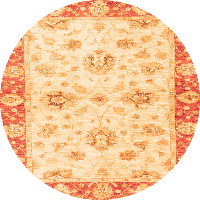 Round Oriental Orange Traditional Rug, abs3933org