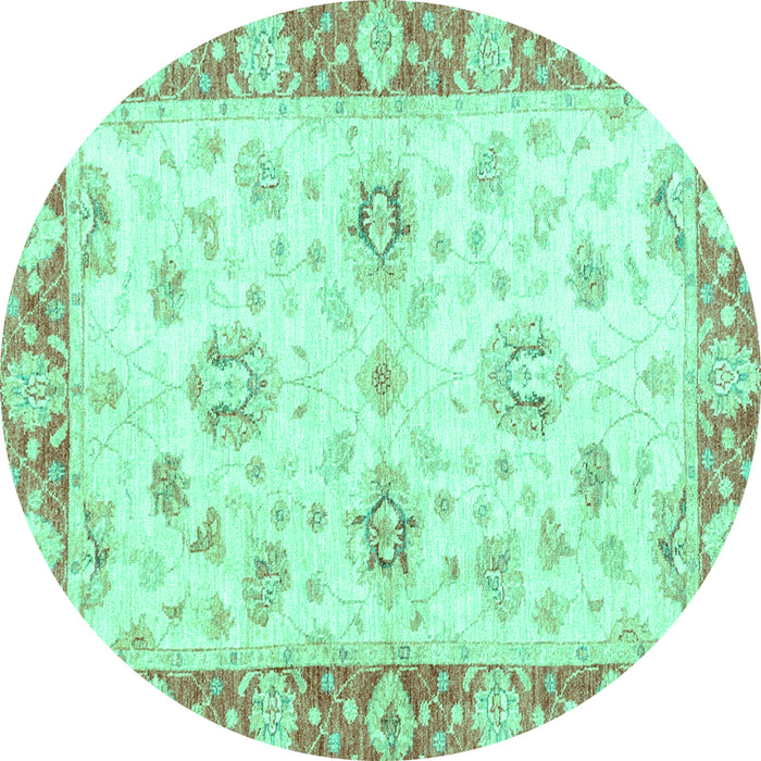 Round Oriental Turquoise Traditional Rug, abs3933turq