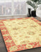 Abstract Mustard Yellow Oriental Rug in Family Room, abs3933