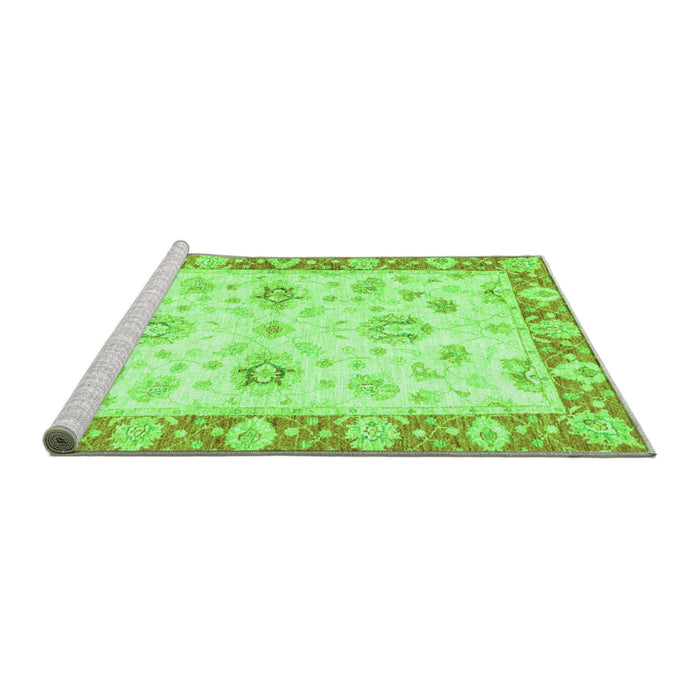 Sideview of Machine Washable Oriental Green Traditional Area Rugs, wshabs3933grn