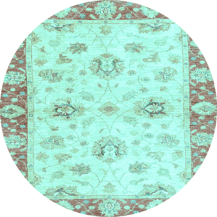 Round Oriental Light Blue Traditional Rug, abs3933lblu