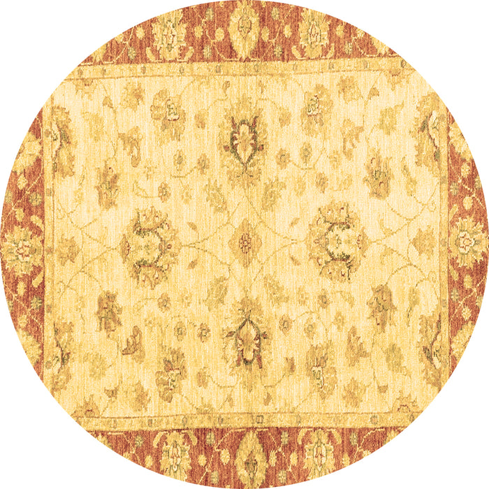 Round Oriental Brown Traditional Rug, abs3933brn