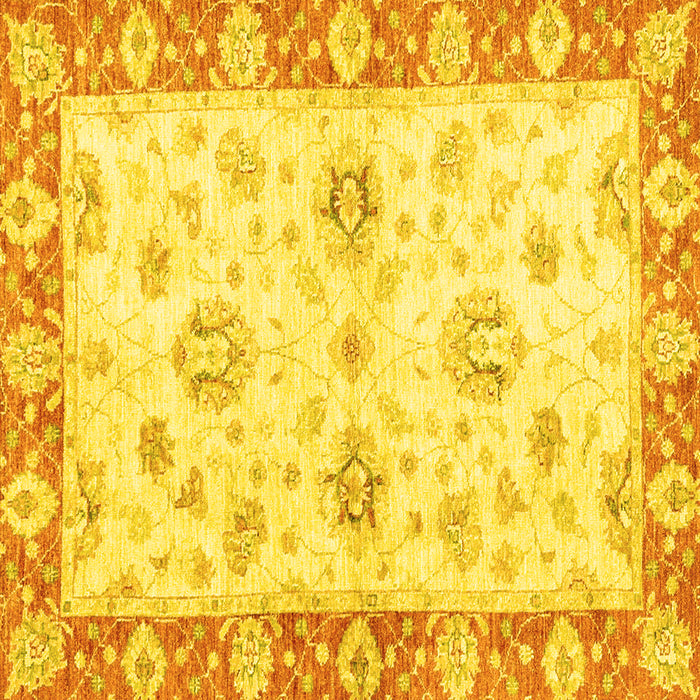 Square Machine Washable Oriental Yellow Traditional Rug, wshabs3933yw