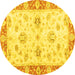 Round Oriental Yellow Traditional Rug, abs3933yw