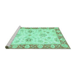 Sideview of Machine Washable Oriental Turquoise Traditional Area Rugs, wshabs3933turq