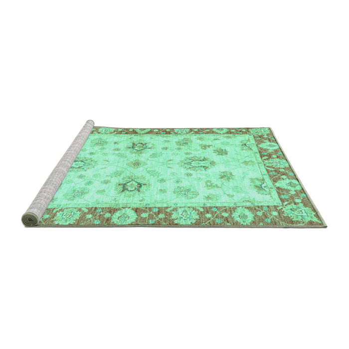 Sideview of Machine Washable Oriental Turquoise Traditional Area Rugs, wshabs3933turq
