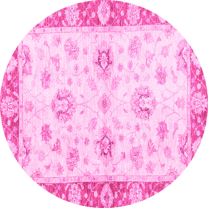 Round Oriental Pink Traditional Rug, abs3933pnk