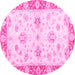 Round Oriental Pink Traditional Rug, abs3933pnk