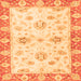 Square Machine Washable Oriental Orange Traditional Area Rugs, wshabs3933org