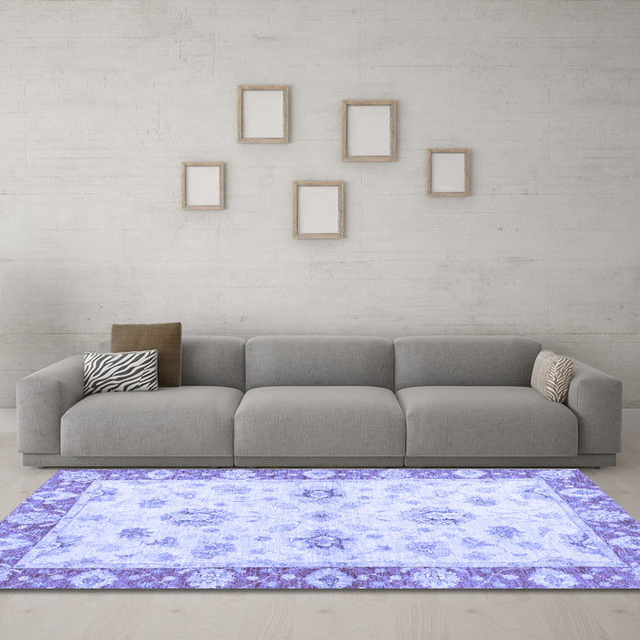 Machine Washable Oriental Blue Traditional Rug in a Living Room, wshabs3933blu