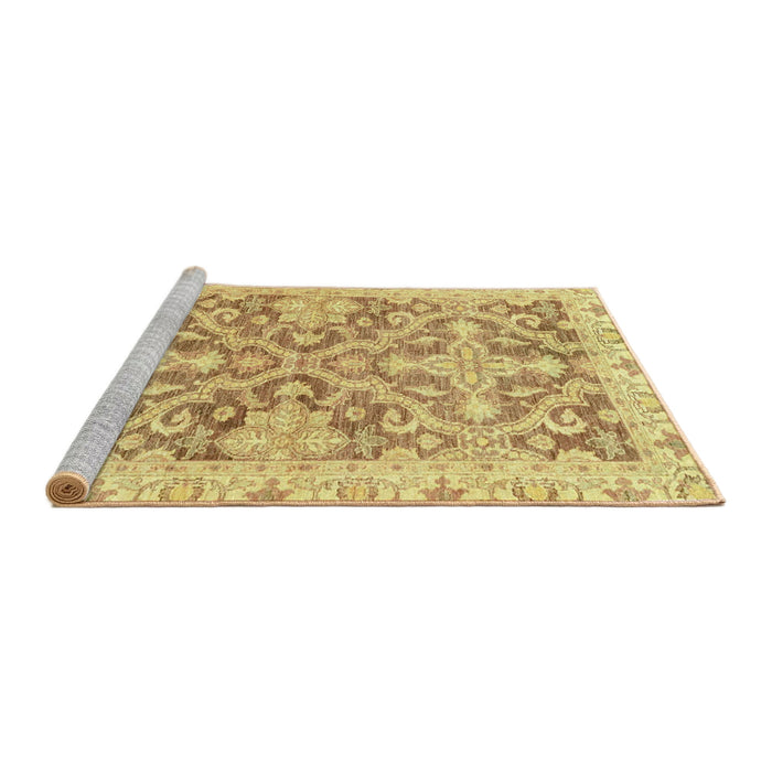 Sideview of Machine Washable Abstract Cinnamon Brown Rug, wshabs3934