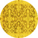 Round Oriental Yellow Traditional Rug, abs3934yw