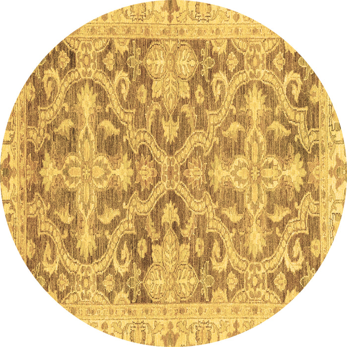 Round Oriental Brown Traditional Rug, abs3934brn