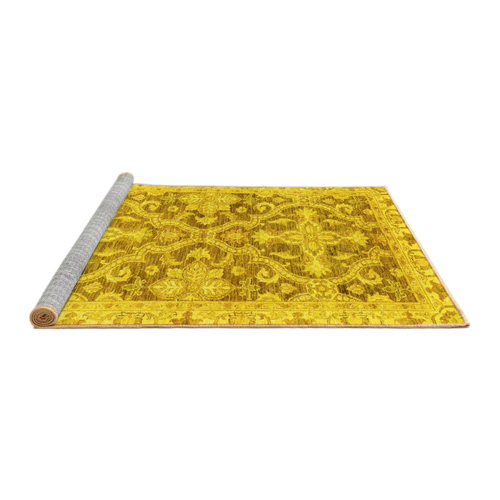 Sideview of Machine Washable Oriental Yellow Traditional Rug, wshabs3934yw