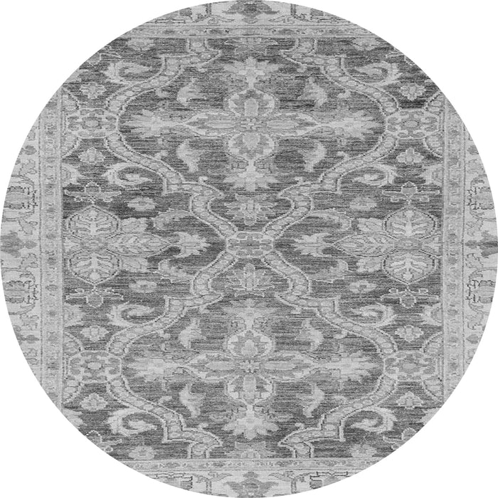 Round Machine Washable Oriental Gray Traditional Rug, wshabs3934gry