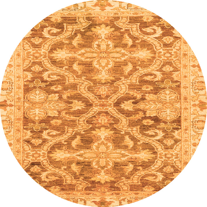 Round Oriental Orange Traditional Rug, abs3934org