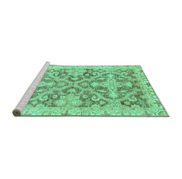 Sideview of Machine Washable Oriental Turquoise Traditional Area Rugs, wshabs3934turq