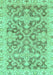 Machine Washable Oriental Turquoise Traditional Area Rugs, wshabs3934turq