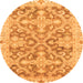 Round Machine Washable Oriental Orange Traditional Area Rugs, wshabs3934org