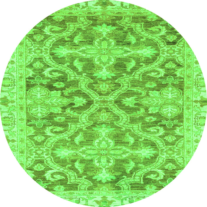 Round Oriental Green Traditional Rug, abs3934grn