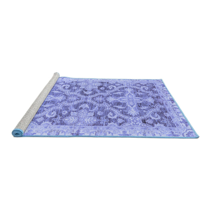 Sideview of Machine Washable Oriental Blue Traditional Rug, wshabs3934blu