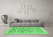 Machine Washable Oriental Emerald Green Traditional Area Rugs in a Living Room,, wshabs3934emgrn