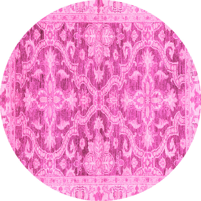 Round Oriental Pink Traditional Rug, abs3934pnk