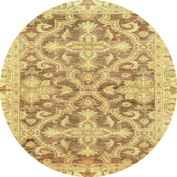 Round Machine Washable Abstract Cinnamon Brown Rug, wshabs3934