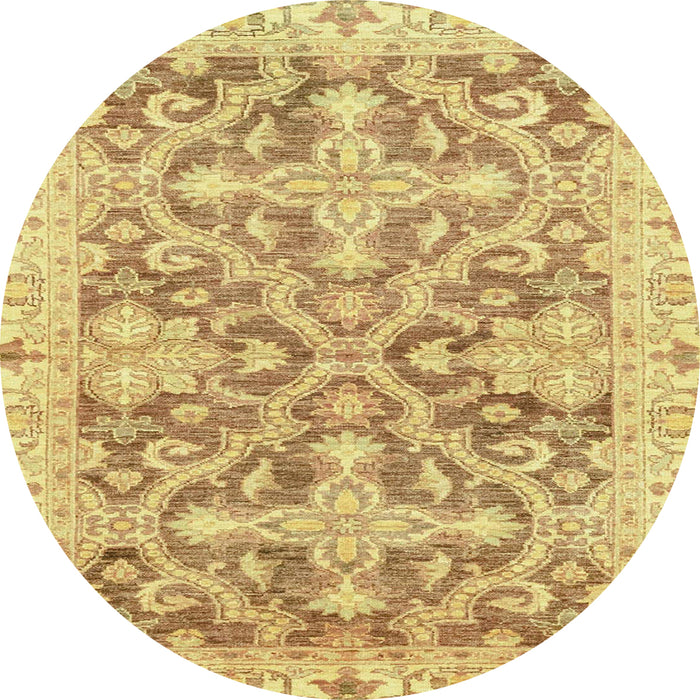 Round Abstract Cinnamon Brown Oriental Rug, abs3934