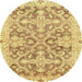 Round Abstract Cinnamon Brown Oriental Rug, abs3934