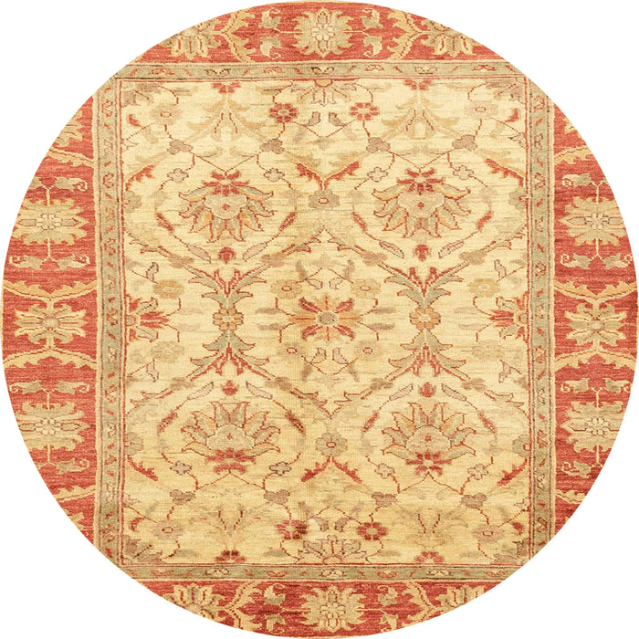 Round Abstract Chrome Gold Yellow Oriental Rug, abs3935