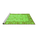 Sideview of Machine Washable Oriental Green Modern Area Rugs, wshabs3935grn