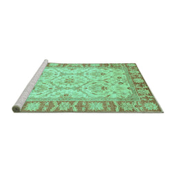 Sideview of Machine Washable Oriental Turquoise Modern Area Rugs, wshabs3935turq