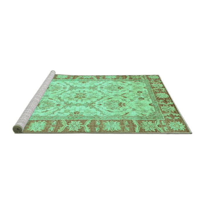 Sideview of Machine Washable Oriental Turquoise Modern Area Rugs, wshabs3935turq