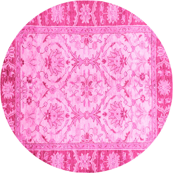 Round Oriental Pink Modern Rug, abs3935pnk