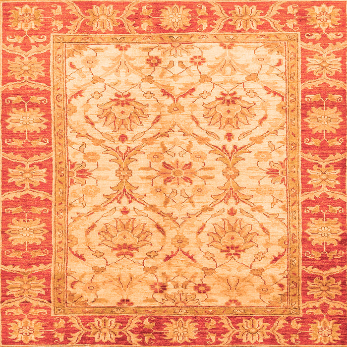 Square Machine Washable Oriental Orange Modern Area Rugs, wshabs3935org
