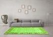 Machine Washable Oriental Green Modern Area Rugs in a Living Room,, wshabs3935grn