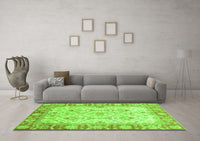 Machine Washable Oriental Green Modern Rug, wshabs3935grn