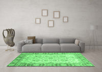 Machine Washable Oriental Emerald Green Modern Rug, wshabs3935emgrn