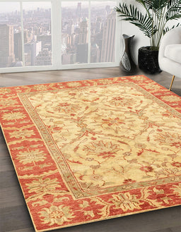 Machine Washable Abstract Chrome Gold Yellow Rug in a Family Room, wshabs3935