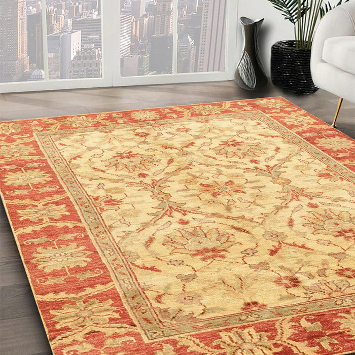 Machine Washable Abstract Chrome Gold Yellow Rug in a Family Room, wshabs3935