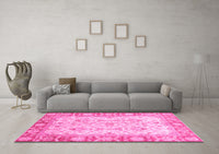 Machine Washable Oriental Pink Modern Rug, wshabs3935pnk