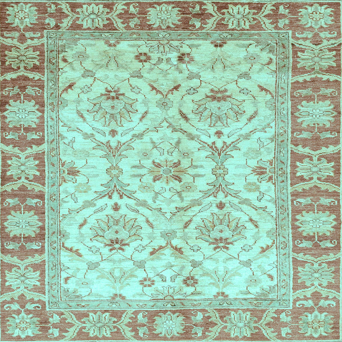 Square Machine Washable Oriental Light Blue Modern Rug, wshabs3935lblu