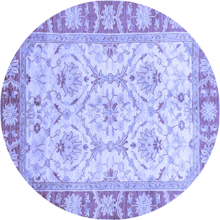 Round Machine Washable Oriental Blue Modern Rug, wshabs3935blu