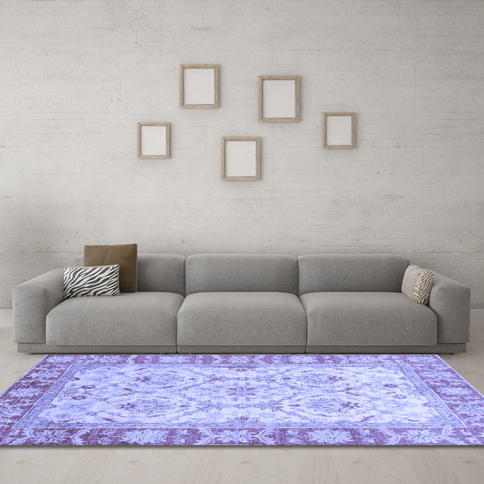 Machine Washable Oriental Blue Modern Rug in a Living Room, wshabs3935blu