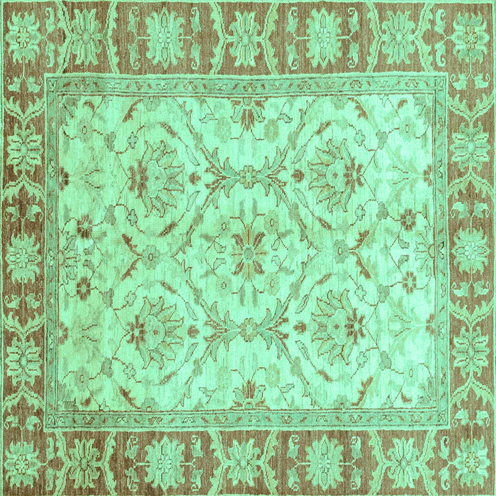 Square Machine Washable Oriental Turquoise Modern Area Rugs, wshabs3935turq