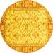 Round Oriental Yellow Modern Rug, abs3935yw