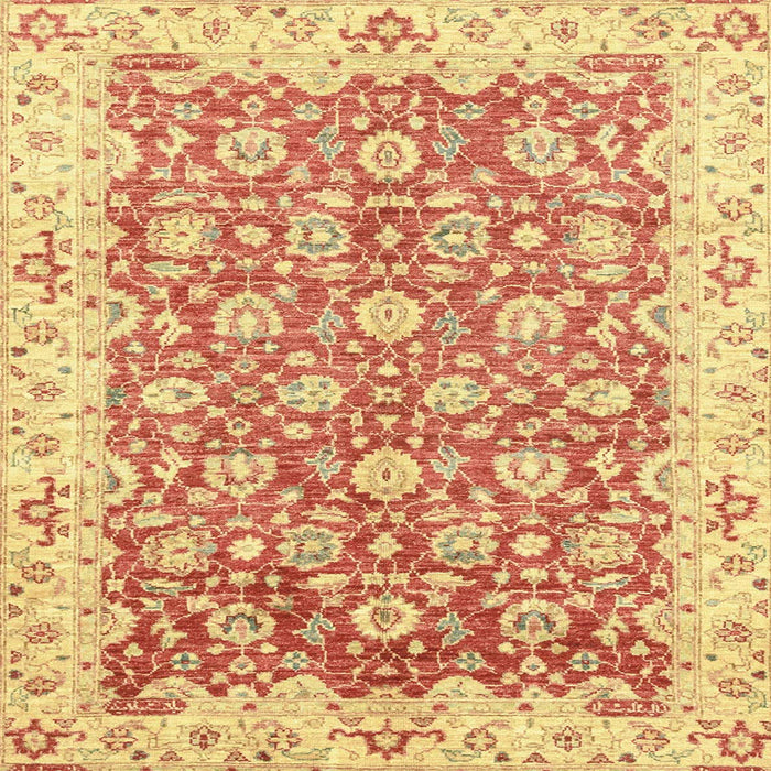 Square Abstract Chrome Gold Yellow Oriental Rug, abs3936